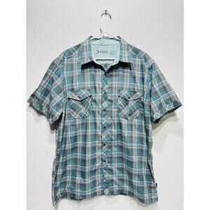 Kuhl Shirt Short Sleeve Snaps Plaid XL Blue